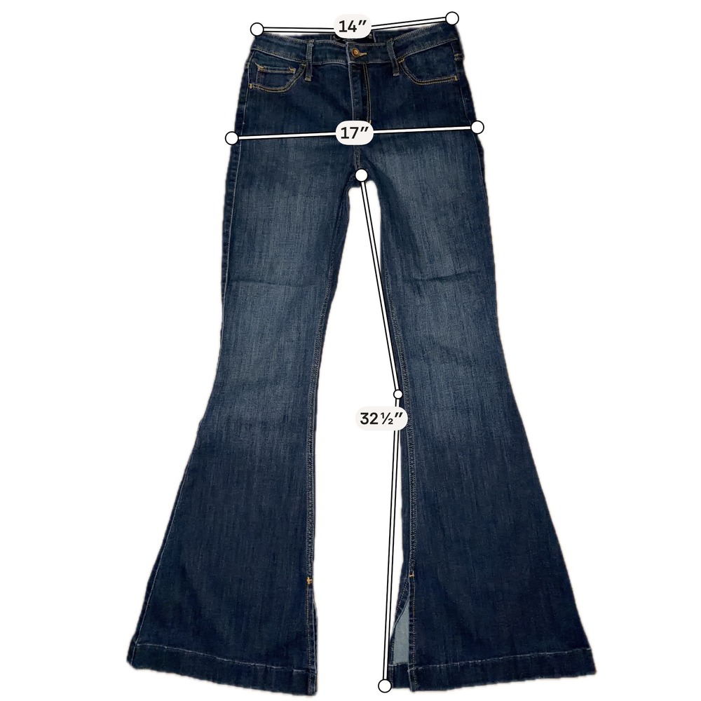 Hollister High-Rise Vintage Flare Jeans Dark Wash Soft Stretch Slit 7L 28 X5 - Picture 7 of 11
